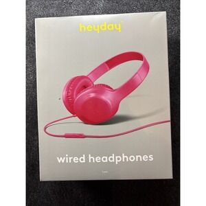 Heyday Wired Headphones - HOT PINK - New In Box Sealed 3.5mm Aux Plug
